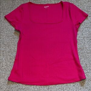 Old Navy Women's Fuchsia Square Neck Ribbed Tee Sizr Large